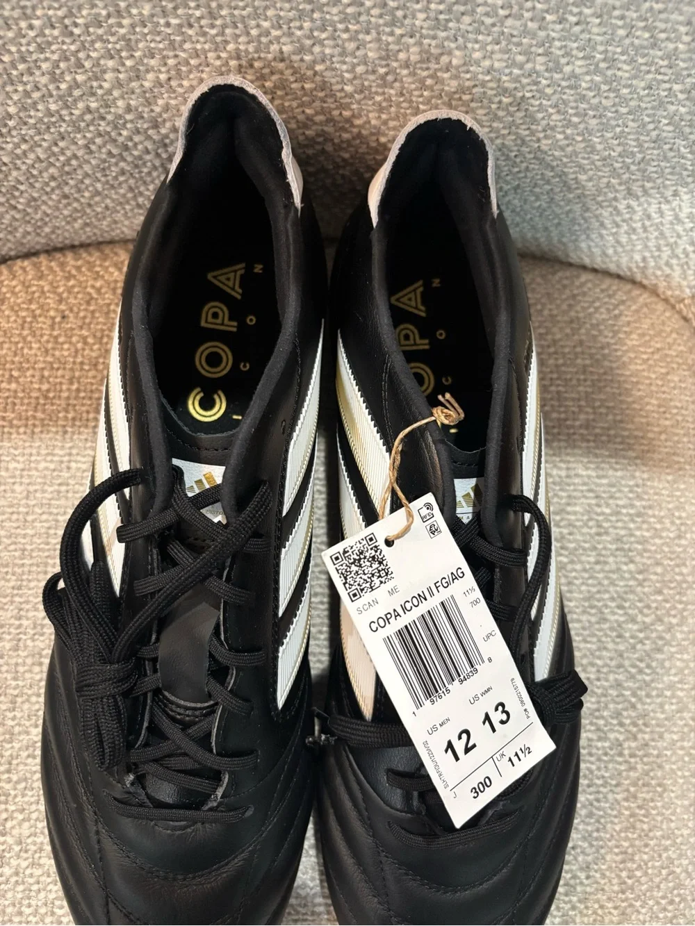 Men’s Adidas Copa Icon II FG Black and White Soccer Cleats